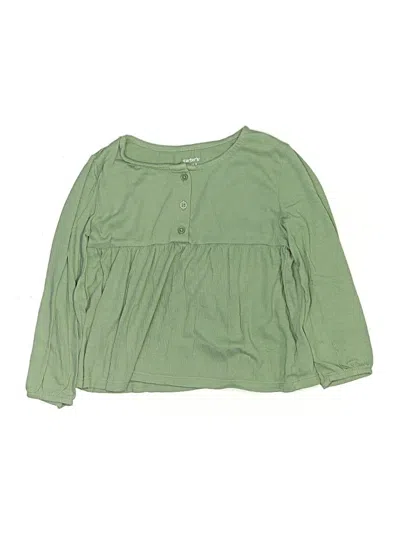 Pre-owned Carter's Kids' Long Sleeve Blouse In Green