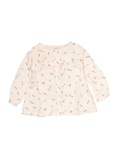 Pre-owned Carter's Kids' Long Sleeve Blouse In Ivory