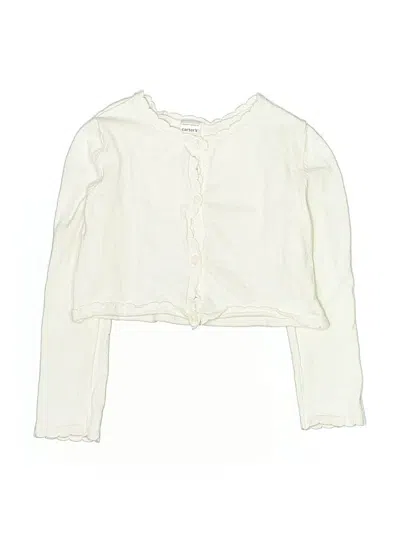 Pre-owned Carter's Kids' Long Sleeve Blouse In White