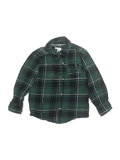 Pre-owned Carter's Kids' Long Sleeve Button Down Shirt In Green