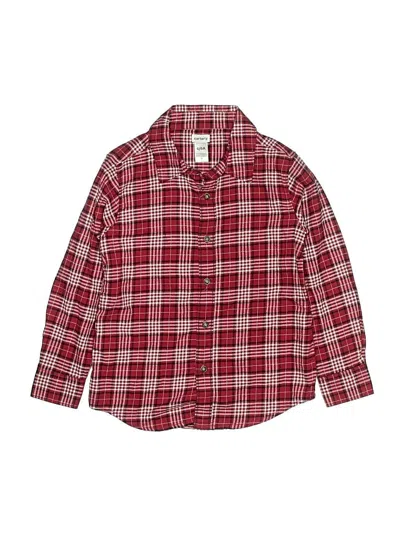 Pre-owned Carter's Kids' Long Sleeve Button Down Shirt In Red