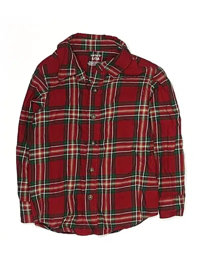 Pre-owned Carter's Kids' Long Sleeve Button Down Shirt In Red