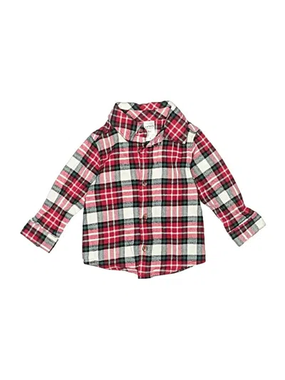 Pre-owned Carter's Babies' Long Sleeve Button Down Shirt In Red