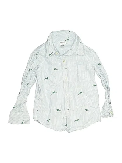 Pre-owned Carter's Kids' Long Sleeve Button Down Shirt In Teal