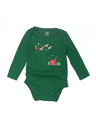 Pre-owned Carter's Kids' Long Sleeve Onesie In Green