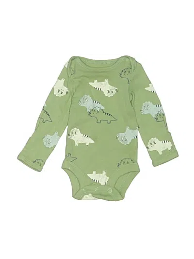 Pre-owned Carter's Kids' Long Sleeve Onesie In Green