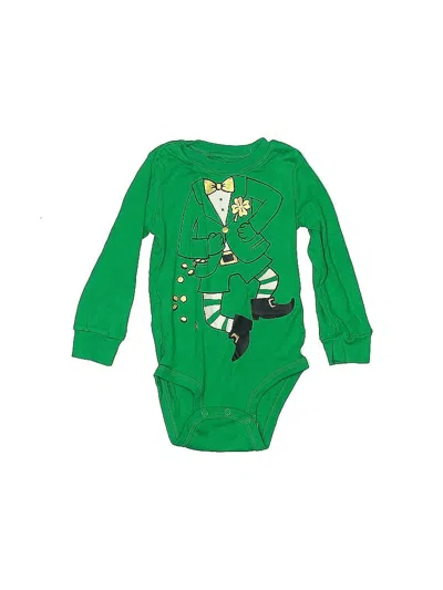 Pre-owned Carter's Kids' Long Sleeve Onesie In Green