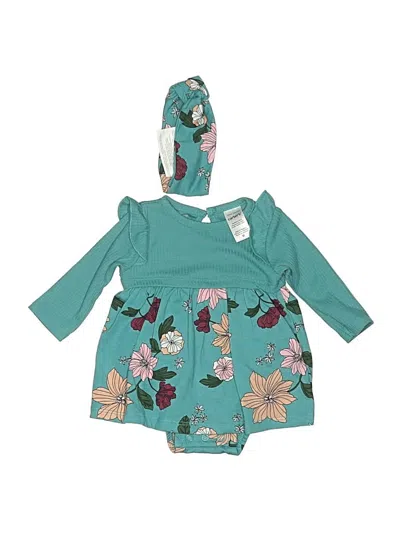Pre-owned Carter's Babies' Long Sleeve Onesie In Teal
