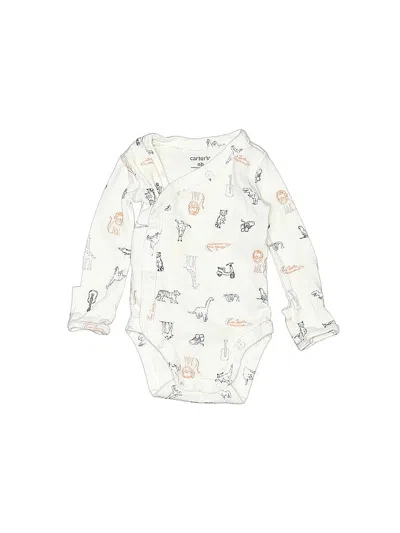Pre-owned Carter's Babies' Long Sleeve Onesie In White