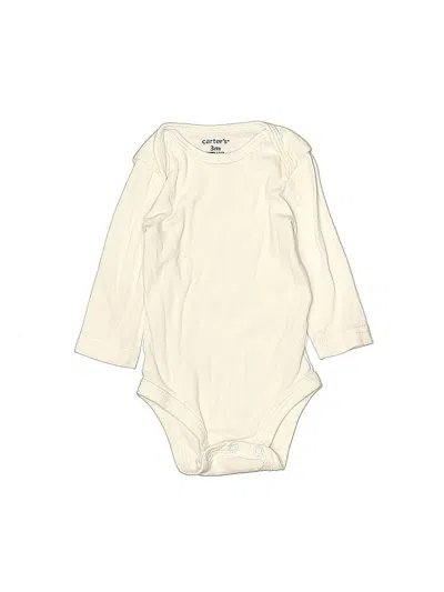 Pre-owned Carter's Babies' Long Sleeve Onesie In White