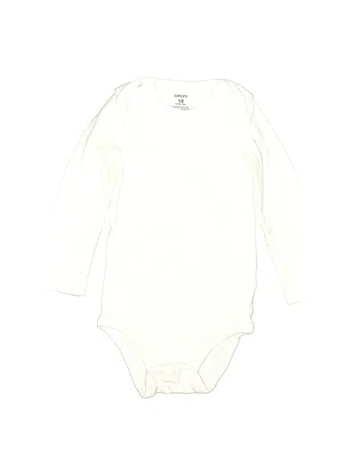 Pre-owned Carter's Kids' Long Sleeve Onesie In White