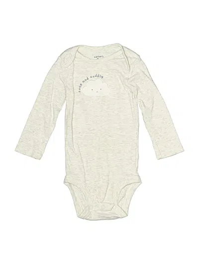 Pre-owned Carter's Babies' Long Sleeve Onesie In White