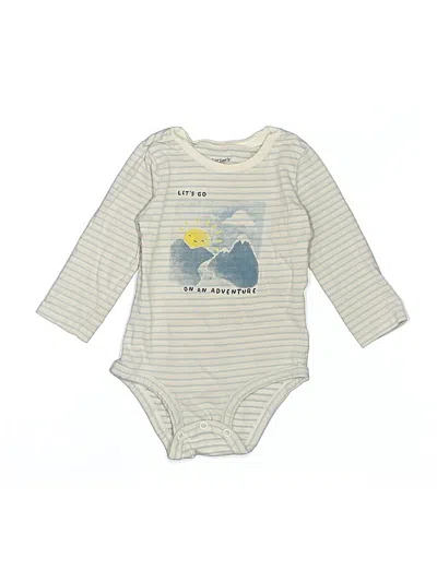 Pre-owned Carter's Kids' Long Sleeve Onesie In White