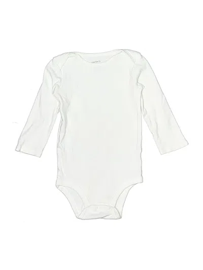Pre-owned Carter's Kids' Long Sleeve Onesie In White