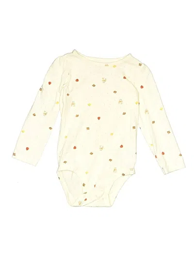 Pre-owned Carter's Kids' Long Sleeve Onesie In White