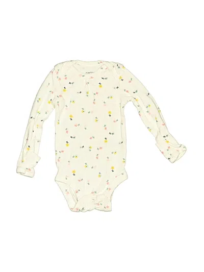 Pre-owned Carter's Babies' Long Sleeve Onesie In White