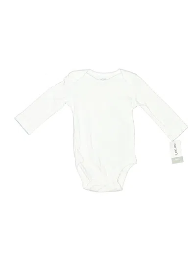 Pre-owned Carter's Babies' Long Sleeve Onesie In White