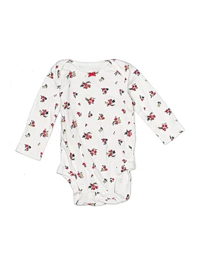 Pre-owned Carter's Babies' Long Sleeve Onesie In White