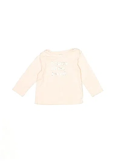 Pre-owned Carter's Babies' Long Sleeve Top Ivory Crew Neck Tops In White
