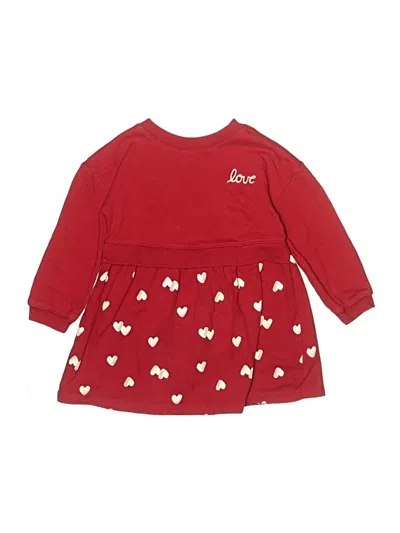 Pre-owned Carter's Kids' Long Sleeve Top Red Hearts Pattern Sweetheart Neckline Tops