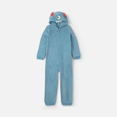 Carter's Monster Little & Big Kid Boys Hooded Long Sleeve One Piece Pajama In Blue