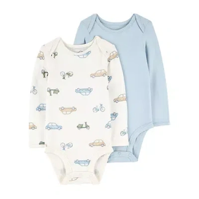 Carter's Purelysoft Baby Boys Crew Neck Long Sleeve 2-pc. Bodysuit In Blue