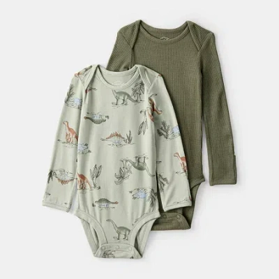 Carter's Purelysoft Baby Boys Round Neck Long Sleeve 2-pc. Bodysuit In Multi