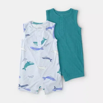 Carter's Purelysoft Baby Boys Sleeveless Animal 2-pc. Romper In Blue