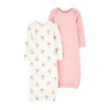 Carter's Purelysoft Baby Girls Round Neck Long Sleeve 2-pc. Nightgown In Pink