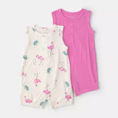 Carter's Purelysoft Baby Girls Sleeveless Animal 2-pc. Romper In Pink