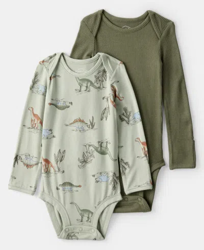 Carter's Purelysoft By  Baby Long-sleeve Bodysuits, 2 Pack In Green