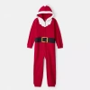 Carter's Santa Little & Big Kid Unisex Hooded Long Sleeve Fleece Jumpsuit In Red