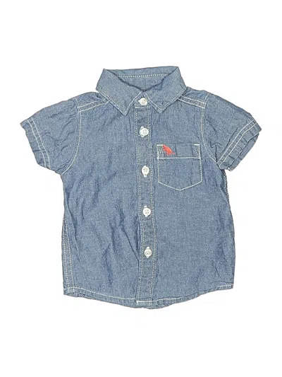 Pre-owned Carter's Babies' Short Sleeve Button Down Shirt In Blue