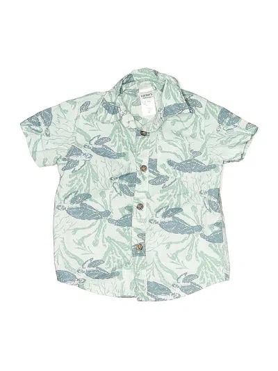 Pre-owned Carter's Babies' Short Sleeve Button Down Shirt In Green