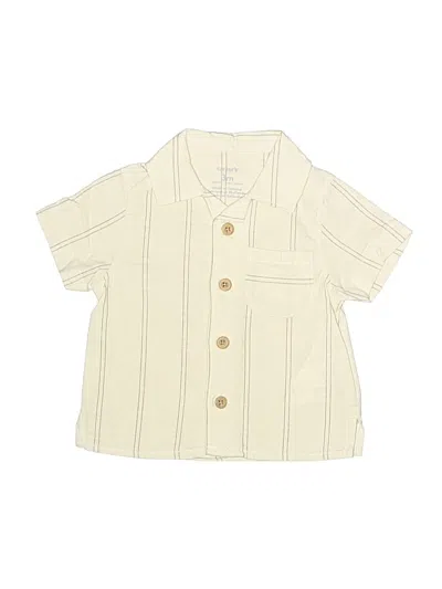 Pre-owned Carter's Babies' Short Sleeve Button Down Shirt In Ivory