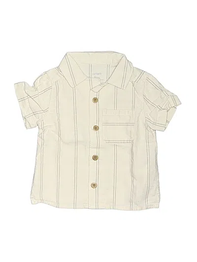 Pre-owned Carter's Babies' Short Sleeve Button Down Shirt In Ivory
