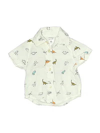 Pre-owned Carter's Babies' Short Sleeve Button Down Shirt In Ivory
