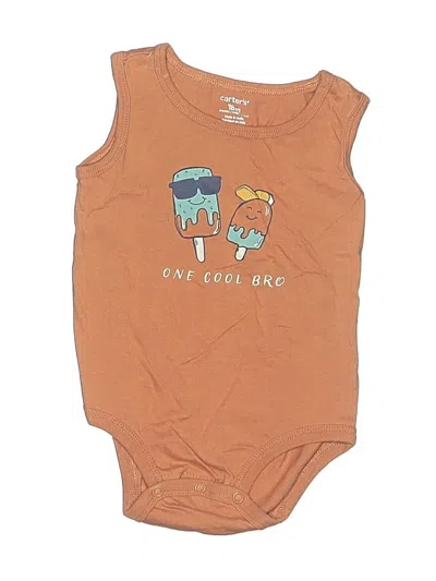 Pre-owned Carter's Kids' Short Sleeve Onesie In Tan