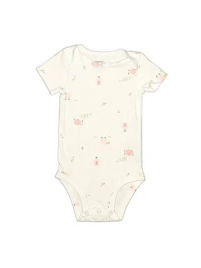 Pre-owned Carter's Babies' Short Sleeve Onesie In White