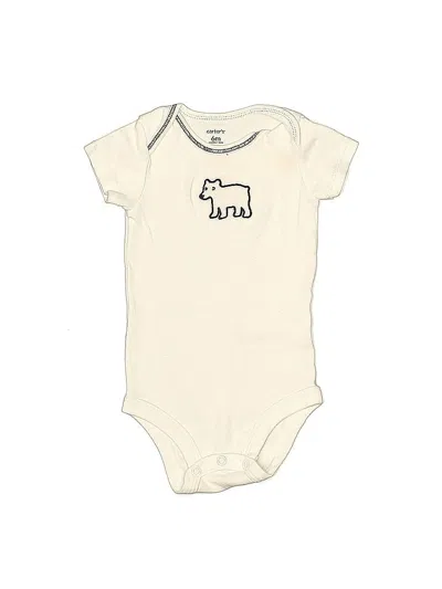 Pre-owned Carter's Babies' Short Sleeve Onesie In White