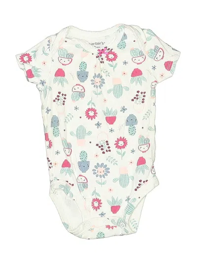 Pre-owned Carter's Babies' Short Sleeve Onesie In White
