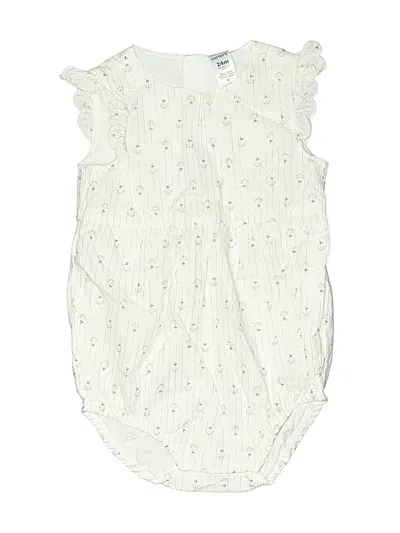 Pre-owned Carter's Kids' Short Sleeve Onesie In White