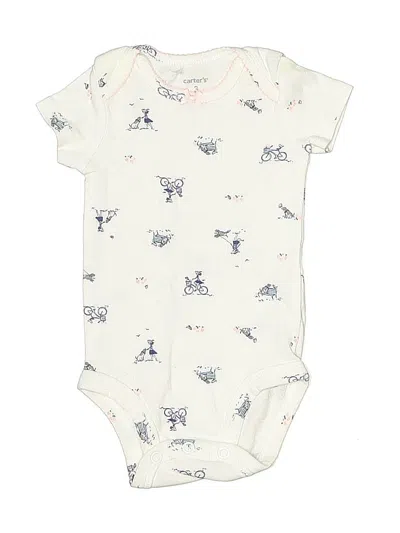 Pre-owned Carter's Babies' Short Sleeve Onesie In White