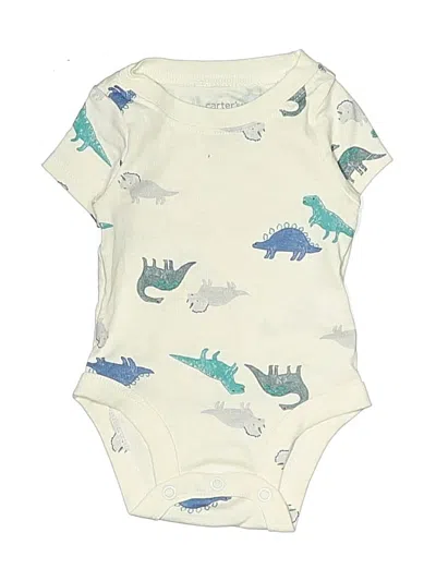 Pre-owned Carter's Babies' Short Sleeve Onesie In White