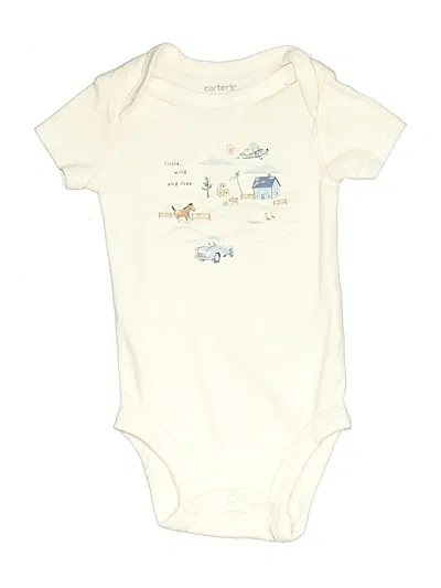 Pre-owned Carter's Babies' Short Sleeve Onesie In White