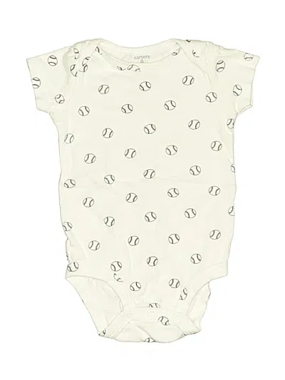 Pre-owned Carter's Babies' Short Sleeve Onesie In White