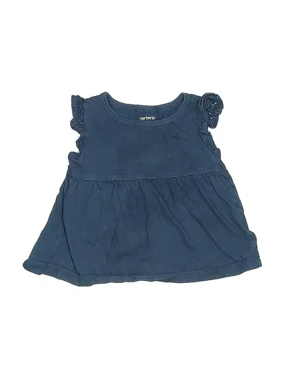 Pre-owned Carter's Kids' Short Sleeve Top Blue Ruffles Neckline Tops