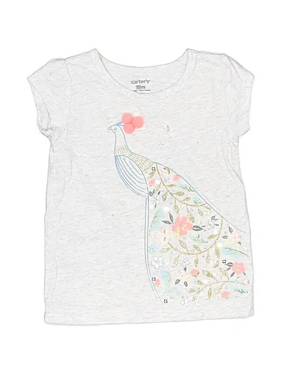 Pre-owned Carter's Kids' Short Sleeve Top Gray Scoop Neck Tops