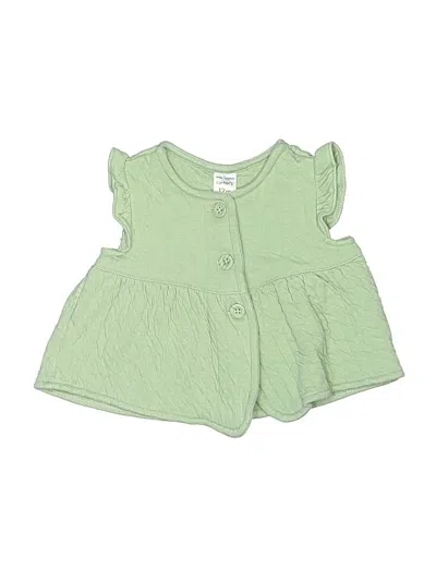 Pre-owned Carter's Babies' Short Sleeve Top Green Ruffles Neckline Tops