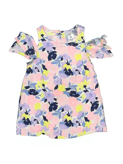 Pre-owned Carter's Kids' Short Sleeve Top Pink Cold Shoulder Neckline Tops